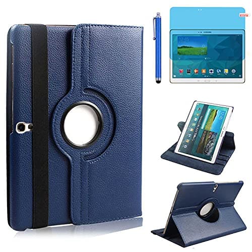 Image of Case for Samsung Galaxy Tab S 10.5 inch 2014 (SM-T800 T801 T805 T807) - 360 Degree Rotating Stand Case Smart Protective Cover,with Stylus Pen,Screen Film (Deep Blue)