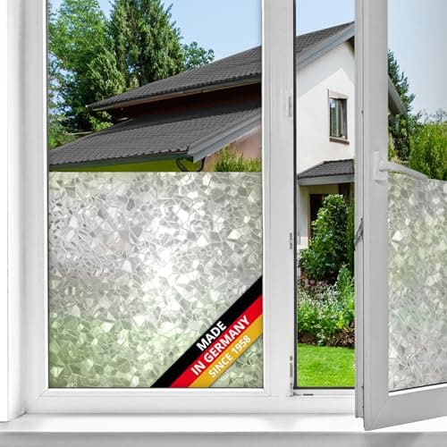 Image of d-c-fix window film privacy Splinter – 45cm x 1,5m – static vinyl films for glass windows with a modern geometric pattern – self-adhesive, opaque, frosted, decorative for bathroom, home & kitchen