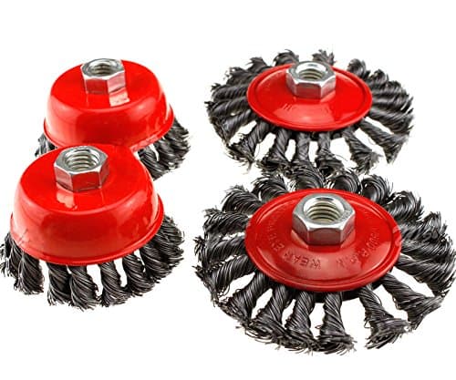 Image of 4pc Twist Knot Semi Flat Wire Wheel Cup Brush Set Kit for 115mm Angle Grinder