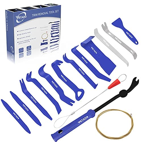 Image of Auto Trim Removal Tools Kit, Wetado 15Pcs Car Panel Removal Tool Interior Trim Kit Fastener Rivet Remover Plastic Pry Tool Set - Removal of Car Door Panels, Fasteners, Molding, Dashboards, Wheel Hubs