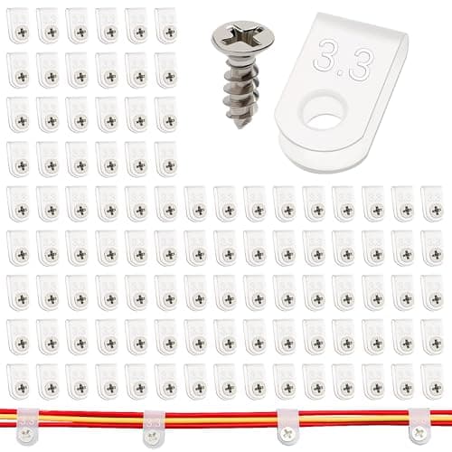 Image of VooGenzek 100 PCS 1/8 Inch U-Type Cable Clip Wire Clamp, Nylon Screw Mounting Cord Fastener Clips with 100 PCS Screws, for Wire Management (White)