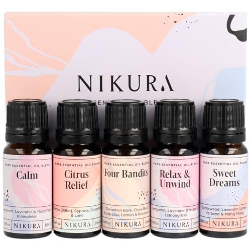 Image of Nikura Essential Oils Blends Gift Set | Calming Essential Oils for Diffusers for Home, Sleep, Wax Melts | Relaxing Aromatherapy Oils | UK Made & Vegan