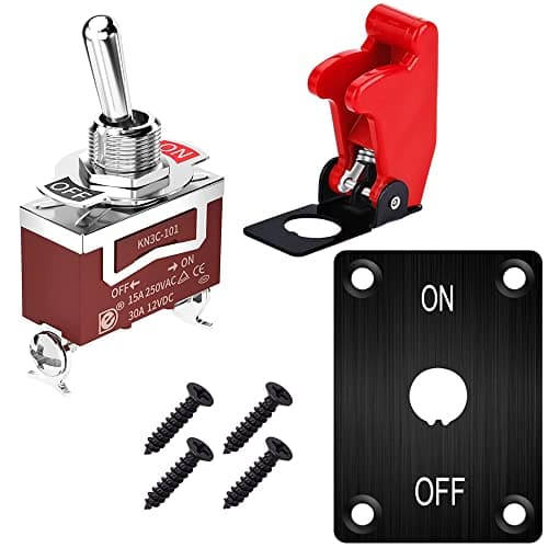 Image of Gebildet Marine Toggle Switch with Mounting Panel 12VDC 20A Toggle Switch 250V AC 15A Heavy Duty SPST ON/Off 2 Pin for Auto Car Truck Boat with Safety Cover
