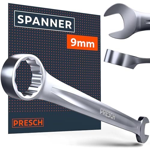 Image of PRESCH Combination Spanner 9mm - Precision-machined & exceptionally Robust Spanner - 15° Angled for Tight-Space Work - Professional Metric Combination Wrench