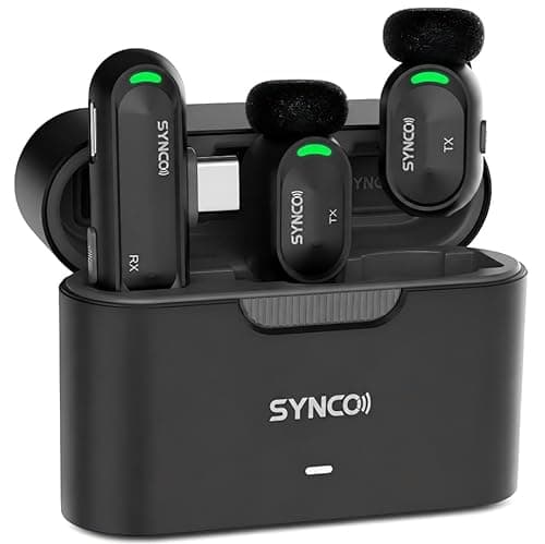 Image of SYNCO Mini Wireless Microphone with AI Noise Cancellation for iPhone/Android, Plug-and-Play Magnetic Lavalier Mic with USB-C/Lightning, 328 ft Range, 12H Battery for Video Recording & Vlogging