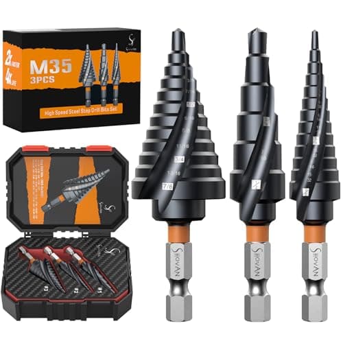 Image of 3PCS Premium HSS & M35 Cobalt Spiral Step Drill Bit Sets (1/4"-7/8"), TiAlN Coated for Superior Durability, Cone Drill Bit for Sheet Metal, Stainless Steel, Aluminum, Wood, Plastic and DIY Projects