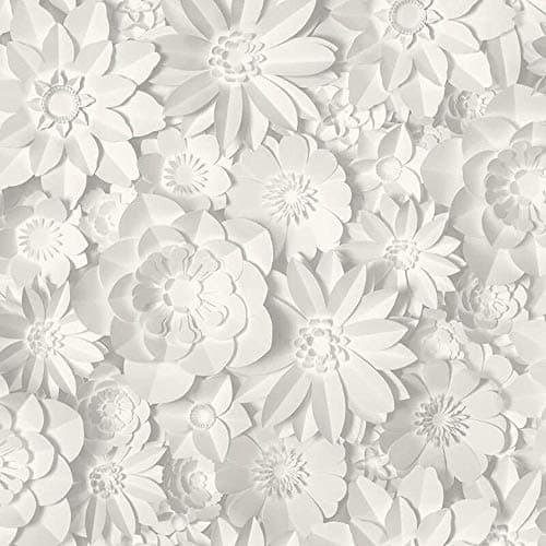 Image of 3D Effect Floral Wallpaper Flowers White Grey Washable Fine Decor Dimensions from YöL