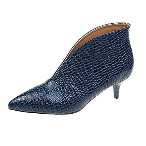 Image of Women'S Ankle Boots Patent Leather Split Pattern Slip-On Pointed Toe Retro Low Kitten Heel Breathable Lightweight Leather Boots Comfortable Chunky Heel Slip On Ankle Boot