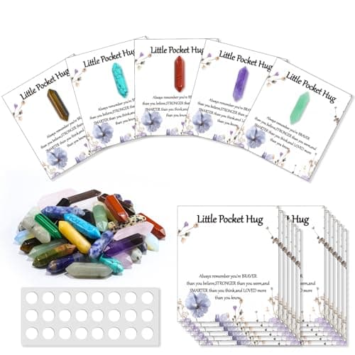 Image of Clearain 40 Sets Bulk Little Hexagonal Columns Rocks Worry Stones Pocket Hug Token Gift Card for Friends Funeral Celebration of Life Favors Encouragement Gifts for Women Adults Party Favors
