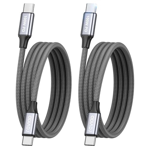 Image of RAVIAD USB C to USB C Charger Cable 2Pack 1M 100W 5A Fast Charging Cable Type C Charger Fast Charge Lead USBC to USBC Cord for iPhone 17 16 15 Pro Max, Galaxy S25 S24 S23, MacBook, iPad Pro Air-Grey