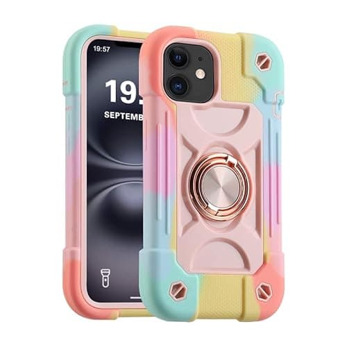 Image of for iPhone 13 mini Case/iPhone 12 mini Case with 360°Rotate Ring Stand, Military Grade Drop Shockproof, Full Body Protection, Heavy Duty, 3-Layer Protective Cover for iPhone 13 mini/12 mini