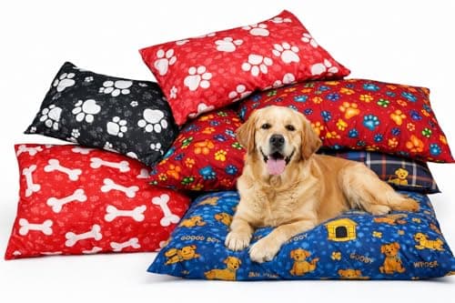 Image of E4Emporium PET DOG BED CUSHION LARGES/XL SIZES WITH REPLACEABLE ZIPPED COVER AVAILABLE IN RANDOM COLOURS (Large (95 x 65 cm))