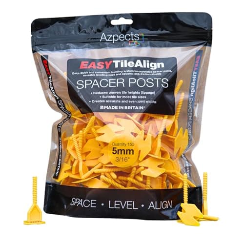 Image of Azpects EASYTileAlign Pack of 150x 5mm (3/16") Leveling Spacer Posts for Tile Leveling System. Great for Professional and Home Use, Aligning Flooring Spacers Tool for Patio Slabs and Tiles