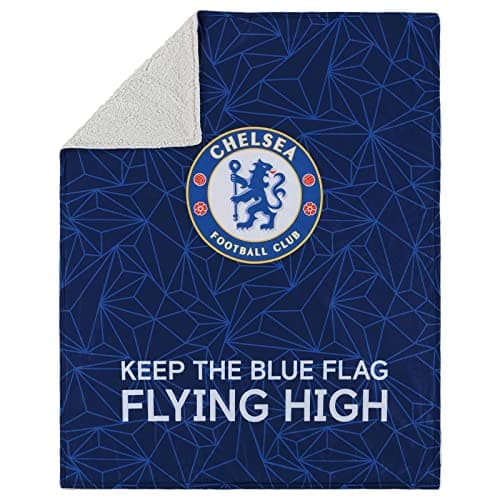 Image of FOCO Premier League Football Chelsea Fan Sherpa Plush Throw Blanket