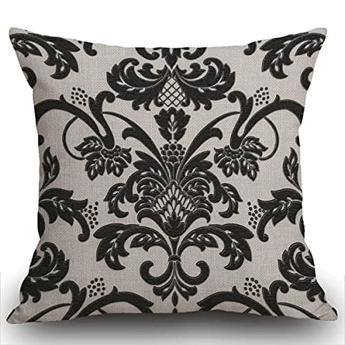 Image of Smooffly Black and White Floral Pattern Cushion Cover Throw Pillow Case Covers Flower Design Home Sofa Decorative Square 18X18 Double Sides 45x45cm