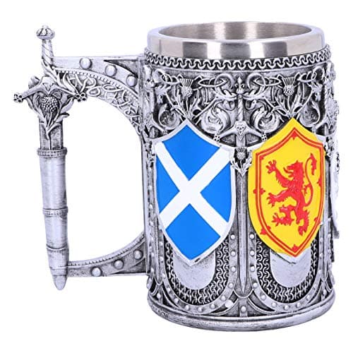 Image of Nemesis Now B4698P9 Tankard of The Brave Scottish Shield Mug 16cm, Resin w. Stainless Steel, Silver