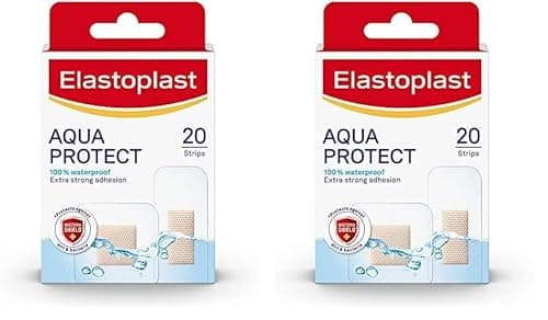 Image of Elastoplast Aqua Protect Plasters - 20 Waterproof Plasters for Swimming/Bathing, Strong Adhesion, Flexible and Breathable, Transparent