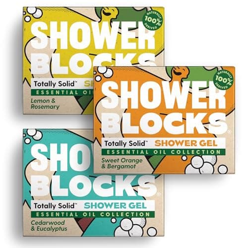 Image of Shower Blocks - Mixed 3 Pack Solid Shower Gels: Essential Oil Collecton - Plastic, Cruelty and Paraben Free | Vegan | Moisturising Body Soap For The Shower