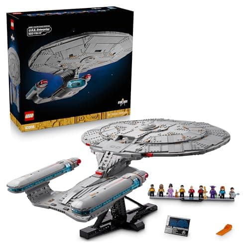 Image of LEGO Icons Star Trek: U.S.S. Enterprise NCC-1701-D - Display Model Kit for Adults - 2 Shuttle Pods, Separation Function & 9 Minifigures incl. Jean-Luc Picard & William Riker - Gift for Fans - 10356