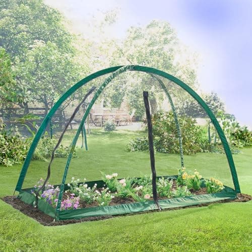 Image of Coopers of Stortford - Garden Crop Cage with 30gsm PE Mesh and Fibreglass Poles - Reusable Pest Protection Netting with Zip Access - 1.8 x 0.9 x 1.2m