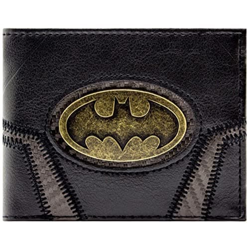 Image of The Dark Knight Batman Suit Up Gold Badge Black ID and Card Bi-Fold Wallet, One Size