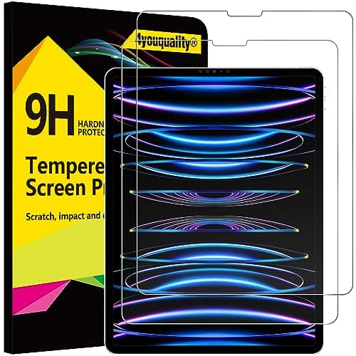 Image of 4youquality [2-Pack Screen Protector for iPad Pro 12.9 Inch 2022/2021/2020/2018 (6th/5th/4th/3rd) Model, Face ID Compatible, 9H Tempered Glass Film, Anti-Scratch, Impact-Resistant