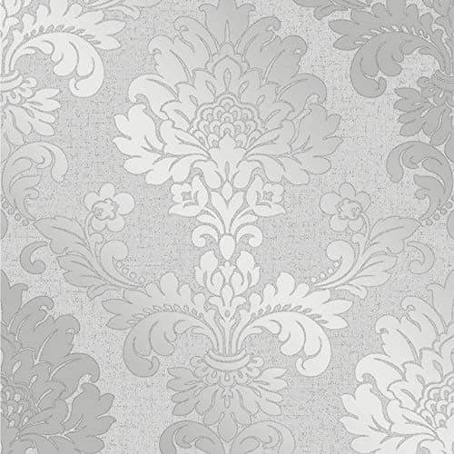 Image of Fine Décor FD41965 Quartz Damask Wallpaper, Silver