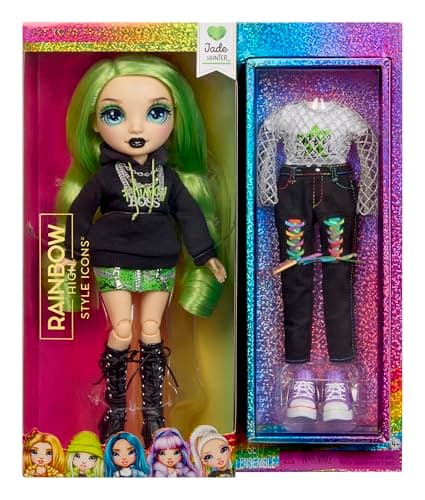 Image of Rainbow High Style Icons Jade - 28cm Fashion Doll with Long Brushable Hair, Comes with a Second Outfit, Matching, and a Second Pair of Shoes, Flexible with 13 Points of Articulation