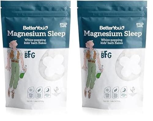 Image of BetterYou Magnesium Sleep Whizz-Popping Kids' Bath Flakes, Pure Zechstein Magnesium Chloride, Aids Relaxation Before Bedtime, in Partnership with The Roald Dahl Story Company (Pack of 2)