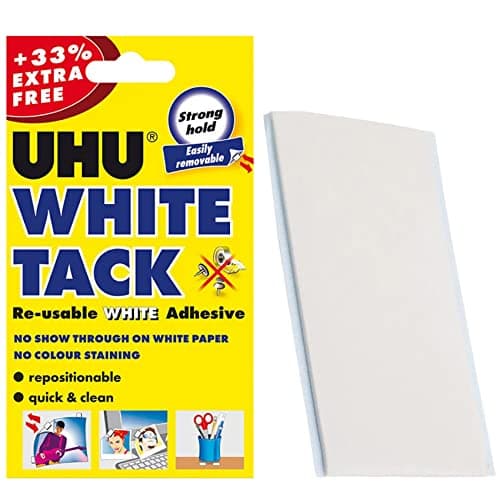 Image of Adhesive UHU WHITE TACK | Original REUSABLE Sticky Multi-Purpose | Repositionable | HOME SCHOOL OFFICE (1 x PACK (SAMPLE) UHU - WHITE TACK)