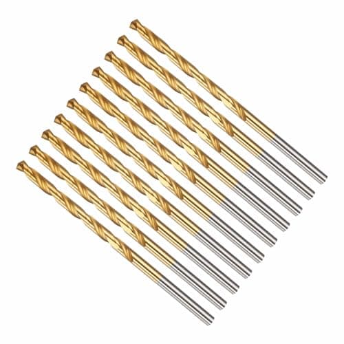 Image of CoCud 4.8mm Drill Bit, 3/16" Cutting Diameter, 4341 HSS Jobber Bits TiN Coated 135° Cutting Angle - (Applications: for Drilling Soft Metal Plastic Wood), 10-Pieces