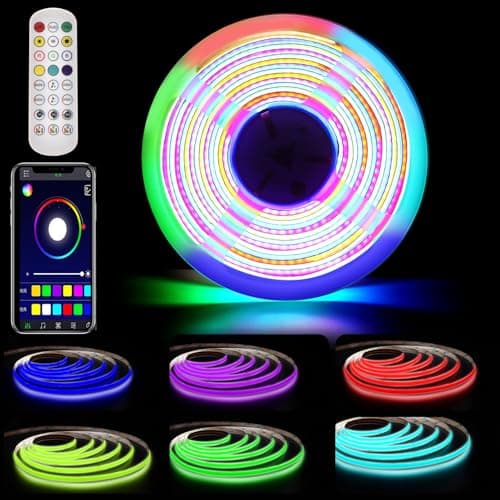 Image of RGB+IC COB LED Strip 3m,24V WS2811 LED Tape Light, Pixel Addressable RGB LED Strip, Colour Chasing Strip Lights, Music Sync, with App and Remote Control for Home,Party