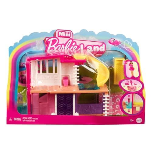 Image of Barbie Mini BarbieLand Doll House Sets, Mini Dreamhouse with Surprise 1.5-inch Barbie Doll, Furniture & Accessories, Plus Elevator & Pool, 4Y+, HYF47