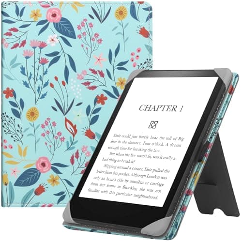 Image of HGWALP Universal Stand Case for 6-6.8 inch eReaders,Premium PU Leather Sleeve Stand Cover with Handstrap Compatible with All 6" 6.8" Paperwhite/Kobo/Tolino/Pocketook/Sony E-Book Reader-Spring Bloom
