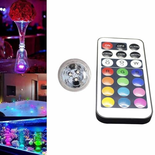 Image of Mini Submersible Led Lights with Remote, Small Underwater Tea Lights Candles IP67 Waterproof,RGB Multicolor Flameless Lights Battery Operated Vase Pool Pond Car LED Lights Interior (1PCS)