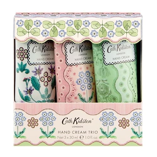 Image of Cath Kidston Hand Cream Trio Gift Set, Travel Size 3 x 30ml, Shea Butter Moisturiser, Vitamin E, Vegan and Cruelty Friendly, Fits in Pocket and Handbag, Gift for her, Beauty Self-Care