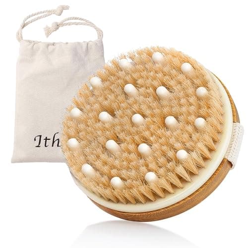 Image of Ithyes Dry Brushing Body Brush Exfoliating Brush Natural Bristle Bath Brush for Remove Dead Skin Toxins Cellulite,Treatment,Improves Lymphatic Functions,Exfoliates,Stimulates Blood Circulation