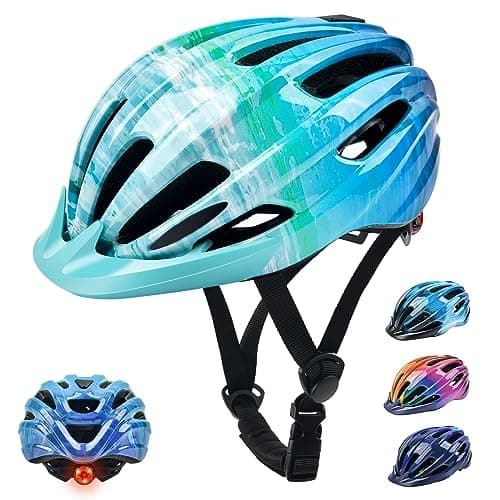 Image of Kids Bike Helmet, Bike Helmets for Kids with Light and Visor for Boys Girls Bike Helmet Childrens Bike Helmet Bicycle Cycling Helmet (50-57CM)