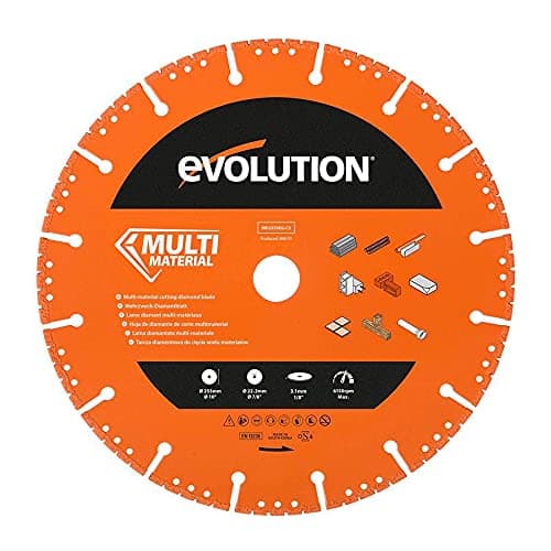 Image of Evolution Power Tools MD255SEG-CS Multi Material Diamond Blade For Disc Cutters - Segmented Rim Removes Debris From Cut - Ideal for Cutting Metal, Brick, Tiles and Plastic, 255 mm
