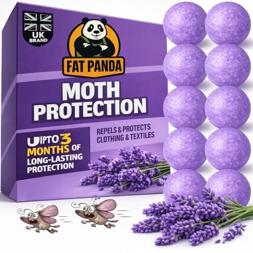 Image of 10-Pack Clothes Moth Repellent Balls for Wardrobes: Clothes Moth Repellent | Contains Lavender | Moth Protection for Wardrobes and Drawers | Up to 3 Months Protection per Ball | Lavender-Scented