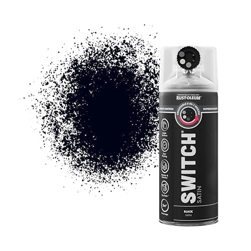 Image of Rust-Oleum Switch 5 in 1 Nozzle Multi Surface Topcoat Decorative Spray Paint Aerosol 400ml Black Satin Finish
