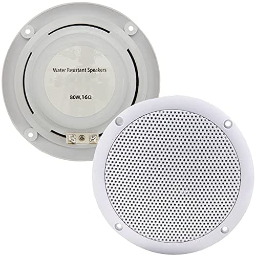 Image of 2x Moisture Resistant Ceiling Speakers – 80w 16Ohm 5” Kitchen Bathroom 2 Way Loud – Water Splash Proof – Impendence/Amplifier – Loops