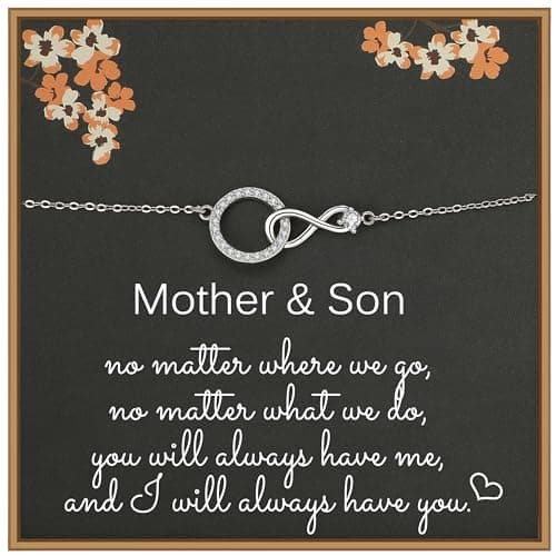 Image of Weelody Mother Son Bracelet, 925 Sterling Silver Infinity CZ Circle Bracelet, Birthday Gifts for Mum from Son, Mother's Day Gift for Women, Mother Son Gifts