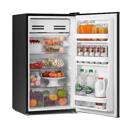 Image of COMFEE' RCD93BL2(E) Under Counter Fridge, 93L Small Fridge with Cooler Box, Interior Light, Removable Glass Shelf, Reversible Door Hinge, Adjustable Legs, Standard Refrigerator White [Energy Class E]