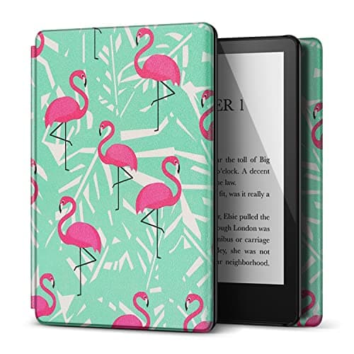 Image of TNP Case for 6.8" Kindle Paperwhite 11th Generation 2021 / Kindle Paperwhite Signature Edition, PU Leather Cover, Protective Sleeve Folio Case for Kindle E-Reader with Auto Sleep/Wake, Flamingo