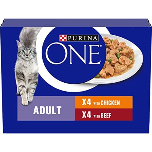 Image of Purina ONE Adult Chicken and Beef Cat Food 5 x (8 x 85 g), Packaging May Vary