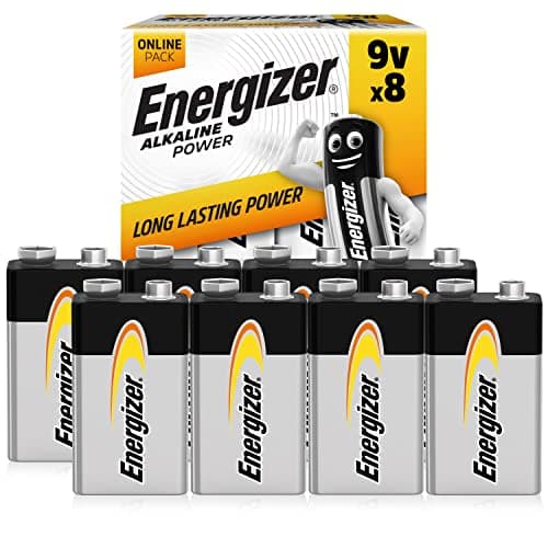 Image of Energizer Alkaline Power - 9V Battery (8 Pack) - Nine Volt Block Batteries - Fire Alarms, Smoke Detectors, Radios, Toys - 100% Recyclable Plastic Free Packaging [Amazon Exclusive]