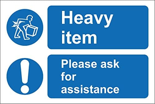 Image of Heavy Item Please Ask for Assistance Safety Sign - Self Adhesive Sticker 150mm x 100mm