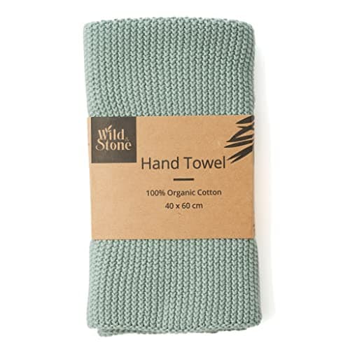 Image of Wild & Stone | Organic Cotton Hand Towel Kitchen Towel | Perfect For Around The Home | Eco Hand Towels (Moss Green)