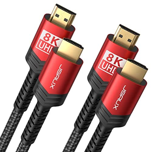 Image of JSAUX 10K 8K HDMI Cable 3M 2-Pack | HDMI 2.1 Cable High Speed | 4K@120Hz 144Hz, 8K@60Hz, HDR 10, 48Gbps, HDCP 2.2&2.3,DTS:X,eARC Compatible with Laptop Monitor TV Dolby PS5 PS4 -Red